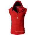 Summer outdoor soft cotton gym tank top for men with hoody